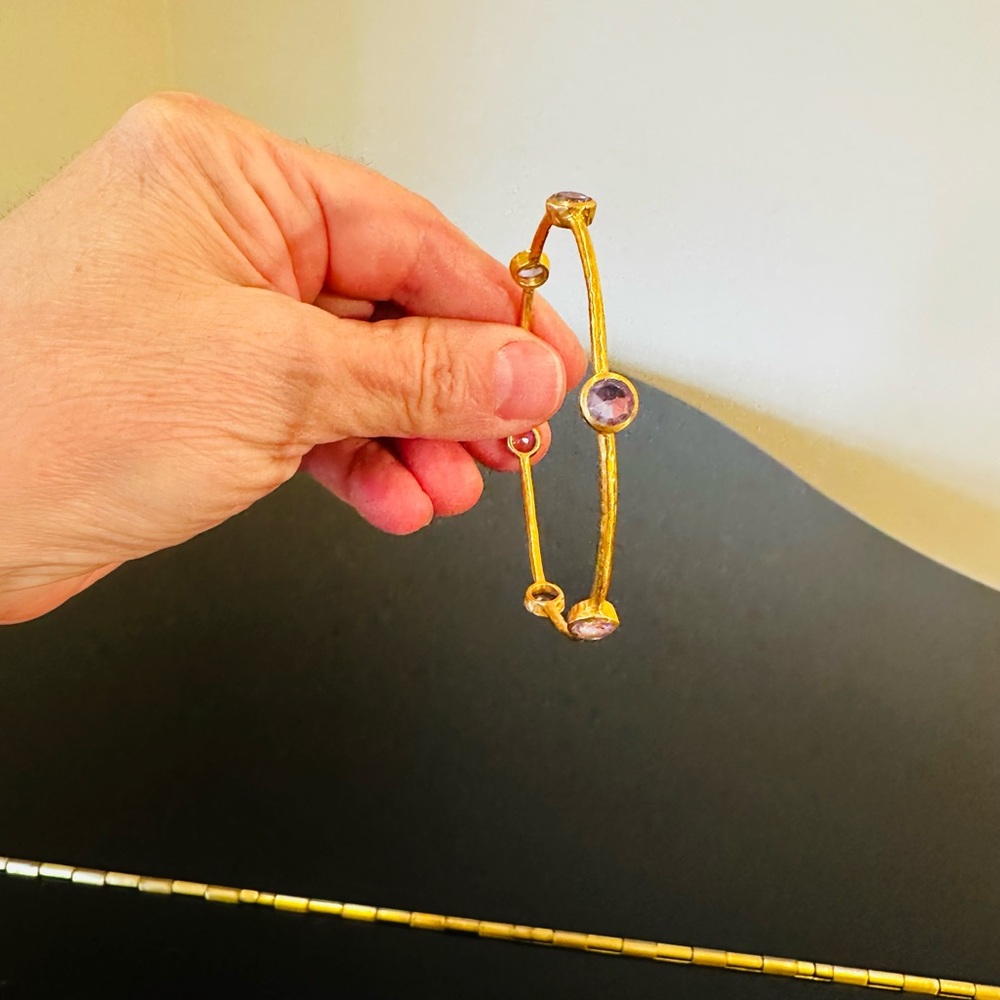 JULIE VOS AUTHENTIC RARE LUXURY MINIMALIST RETRO SUMMER SPRING AMETHYST BANGLE - Picture 8 of 17